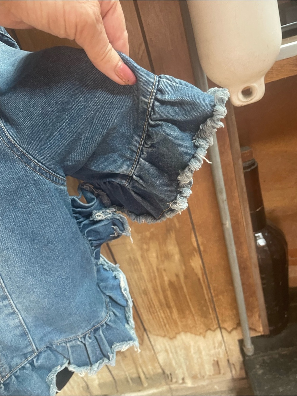 Hayden Blue Ruffle-Hem Denim Jacket - Picture 3 of 10